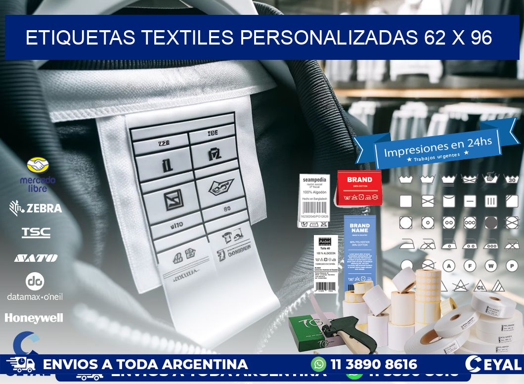 ETIQUETAS TEXTILES PERSONALIZADAS 62 x 96