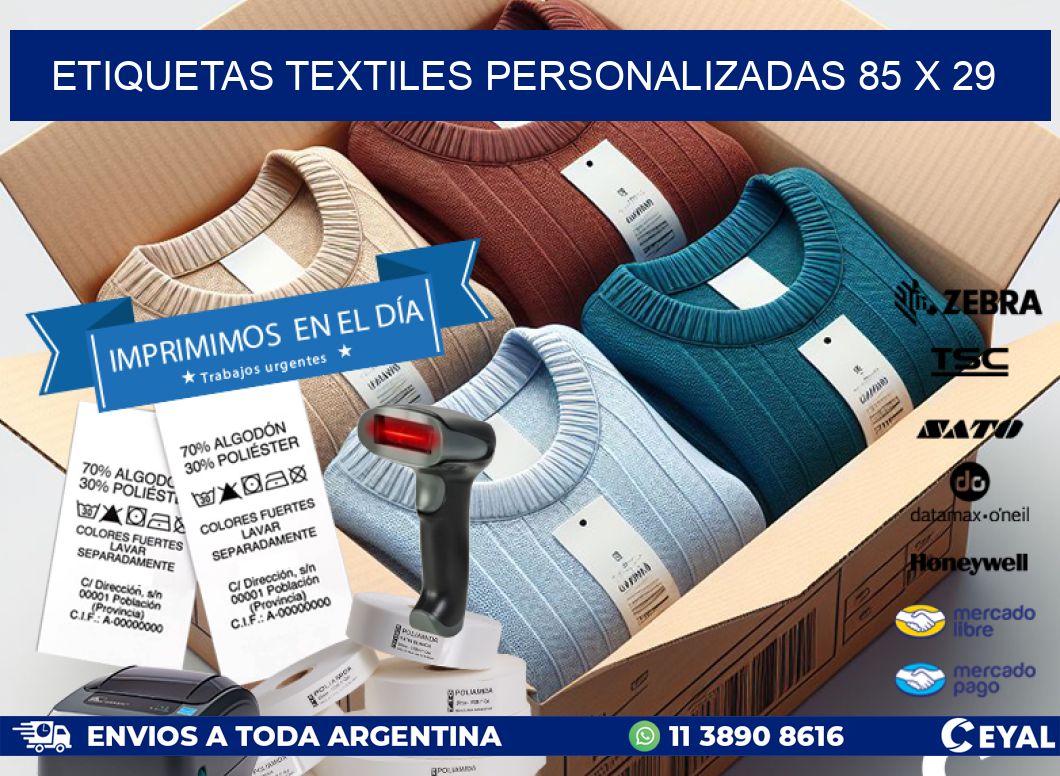 ETIQUETAS TEXTILES PERSONALIZADAS 85 x 29