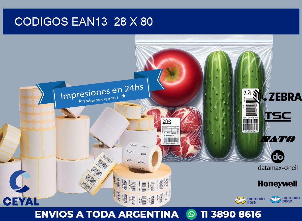 CODIGOS EAN13  28 x 80