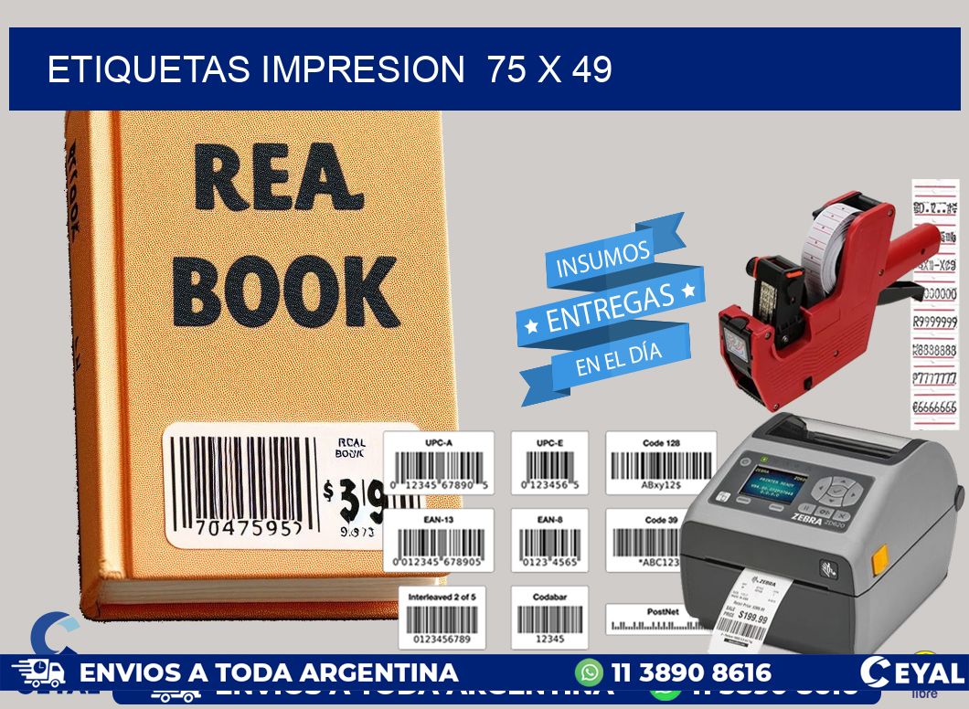 ETIQUETAS IMPRESION  75 x 49