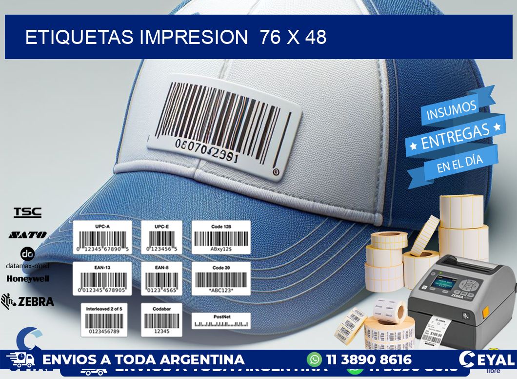 ETIQUETAS IMPRESION  76 x 48