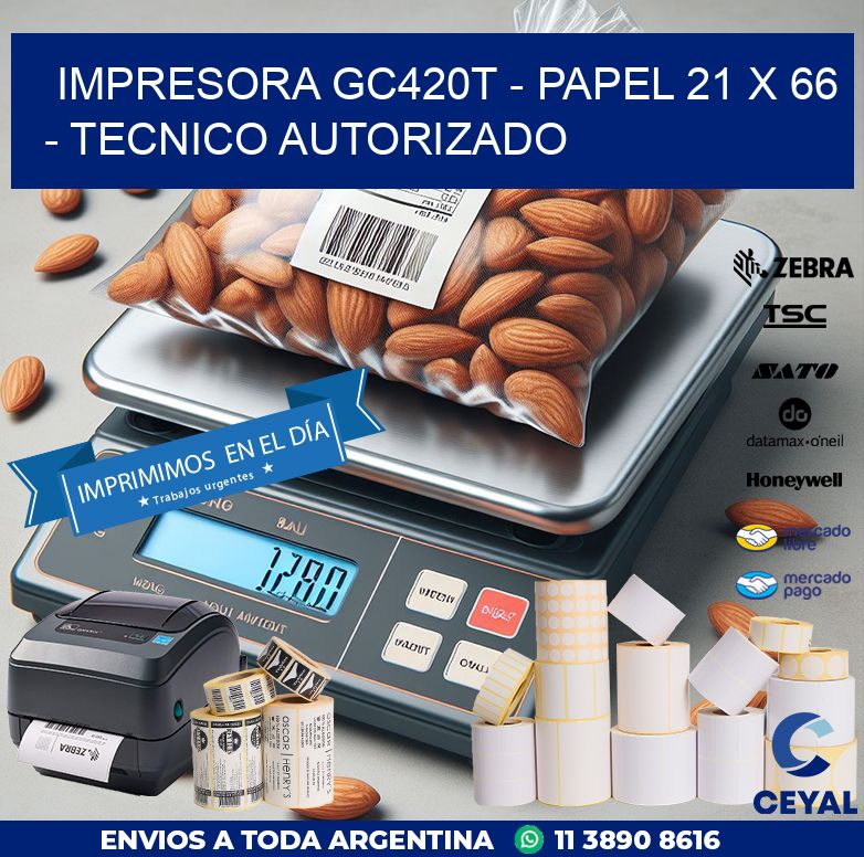 IMPRESORA GC420T – PAPEL 21 x 66 – TECNICO AUTORIZADO
