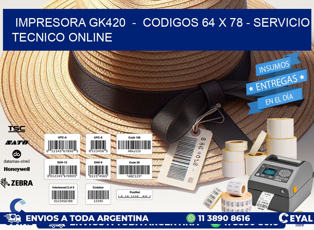IMPRESORA GK420  -  CODIGOS 64 x 78 - SERVICIO TECNICO ONLINE