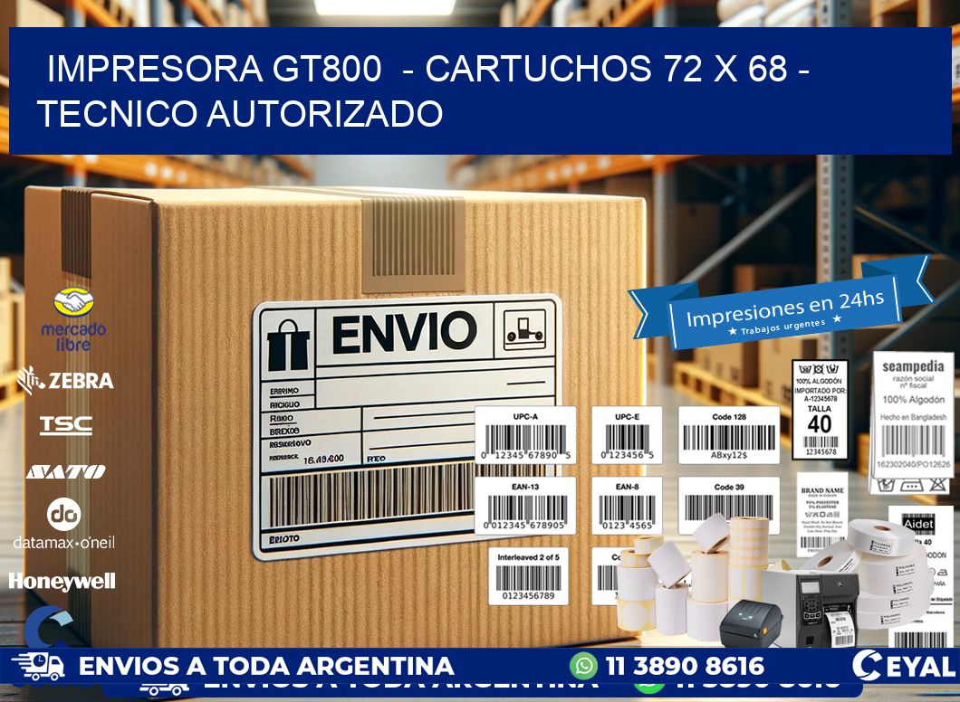 IMPRESORA GT800  - CARTUCHOS 72 x 68 - TECNICO AUTORIZADO