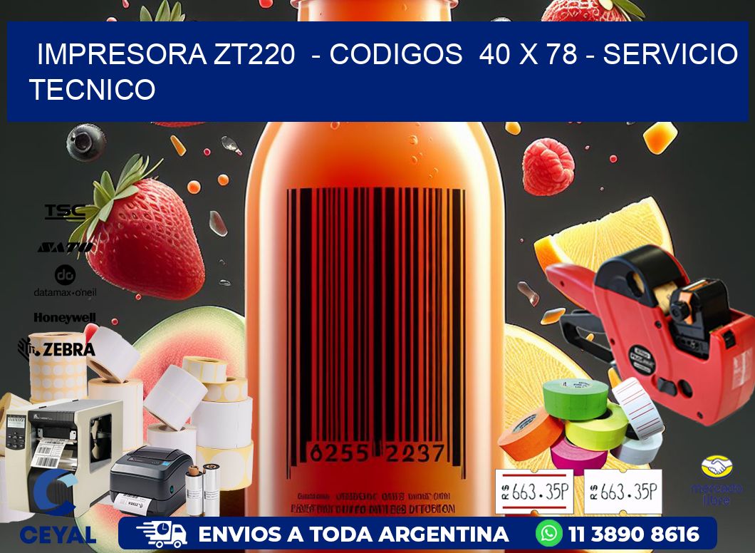 IMPRESORA ZT220  - CODIGOS  40 x 78 - SERVICIO TECNICO