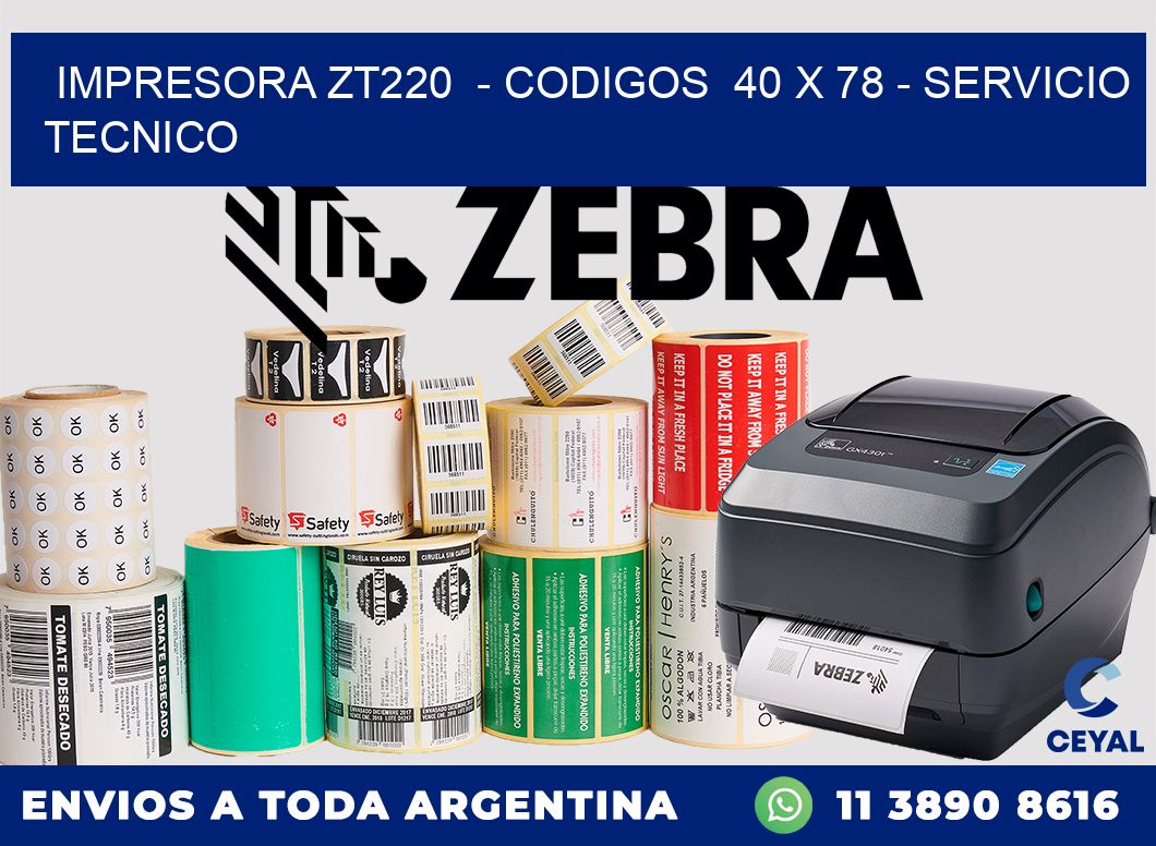 IMPRESORA ZT220  - CODIGOS  40 x 78 - SERVICIO TECNICO