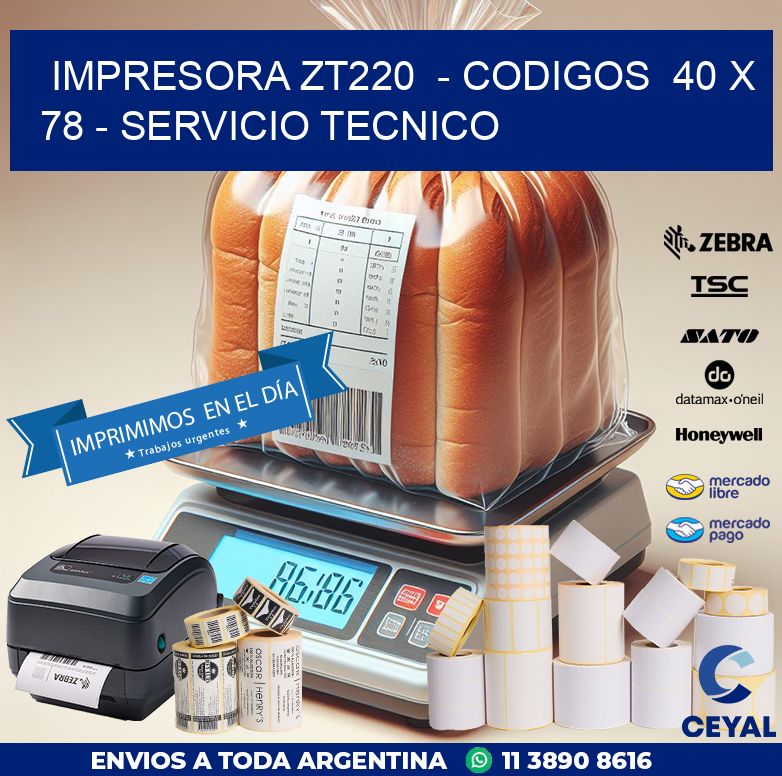 IMPRESORA ZT220  – CODIGOS  40 x 78 – SERVICIO TECNICO