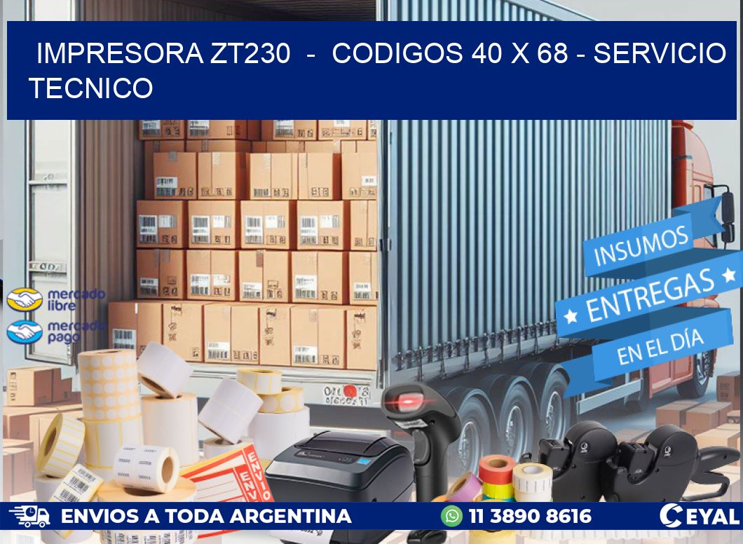 IMPRESORA ZT230  -  CODIGOS 40 x 68 - SERVICIO TECNICO