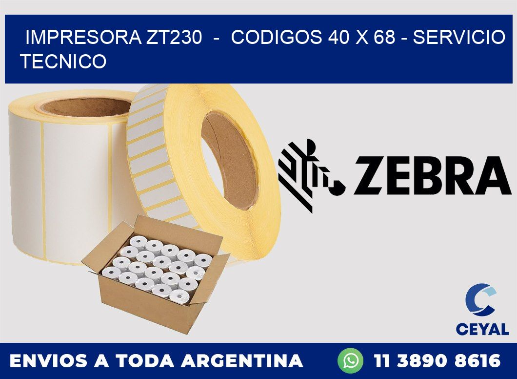 IMPRESORA ZT230  -  CODIGOS 40 x 68 - SERVICIO TECNICO