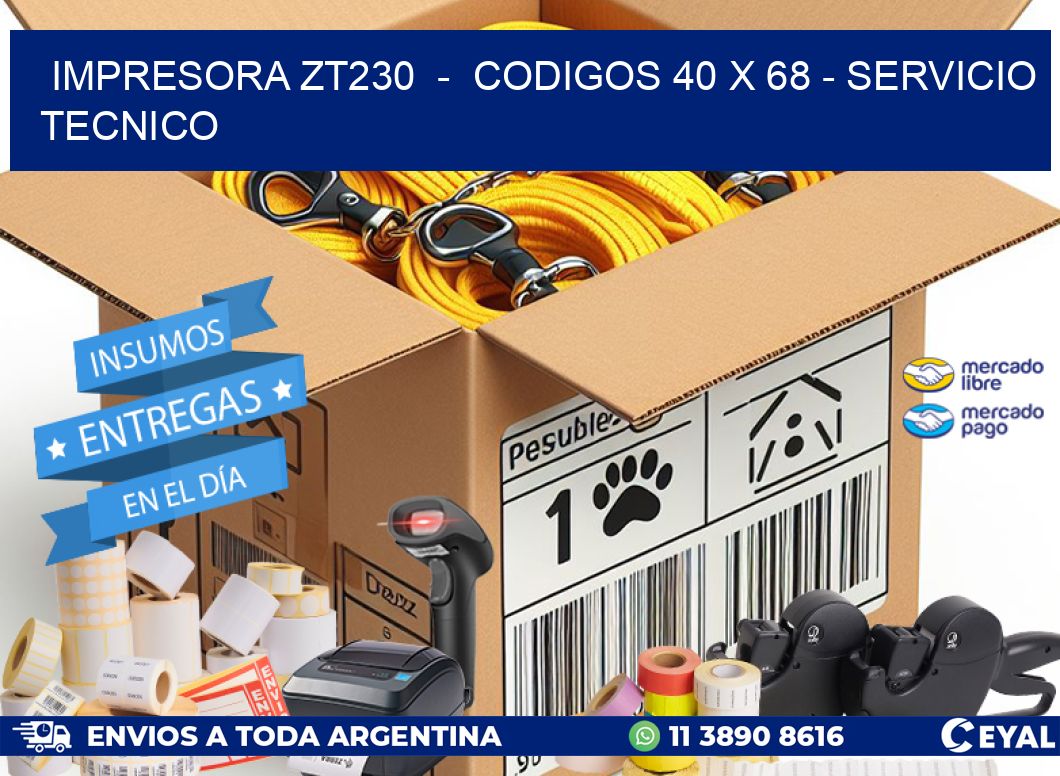 IMPRESORA ZT230  –  CODIGOS 40 x 68 – SERVICIO TECNICO
