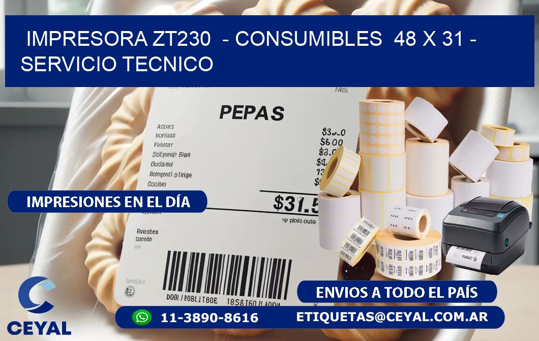 IMPRESORA ZT230  - CONSUMIBLES  48 x 31 - SERVICIO TECNICO