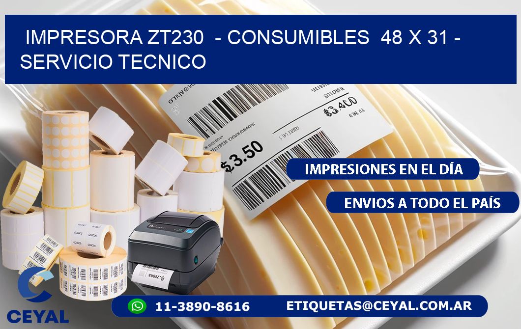 IMPRESORA ZT230  - CONSUMIBLES  48 x 31 - SERVICIO TECNICO