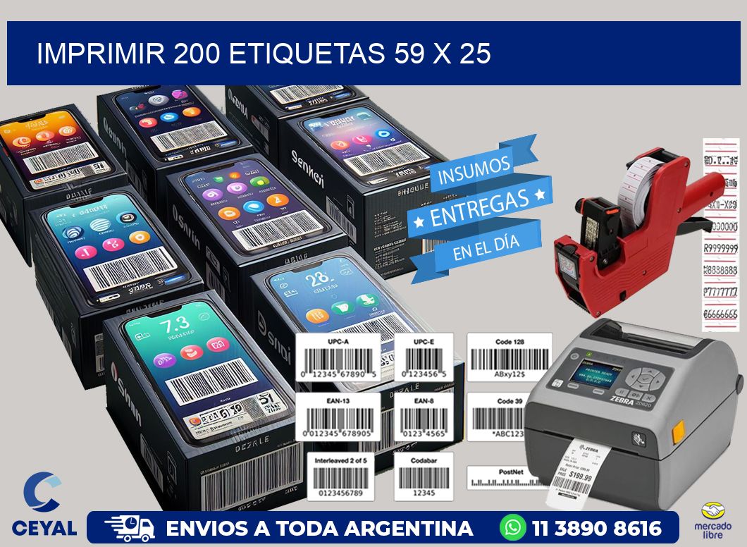 IMPRIMIR 200 ETIQUETAS 59 x 25