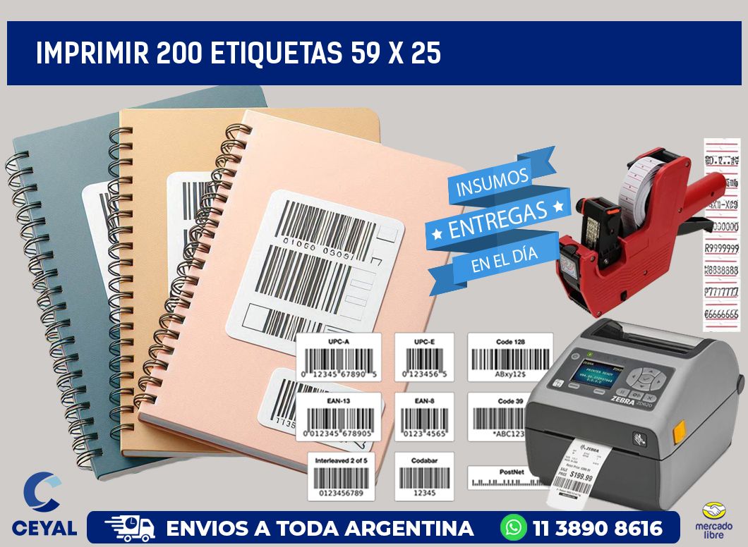 IMPRIMIR 200 ETIQUETAS 59 x 25