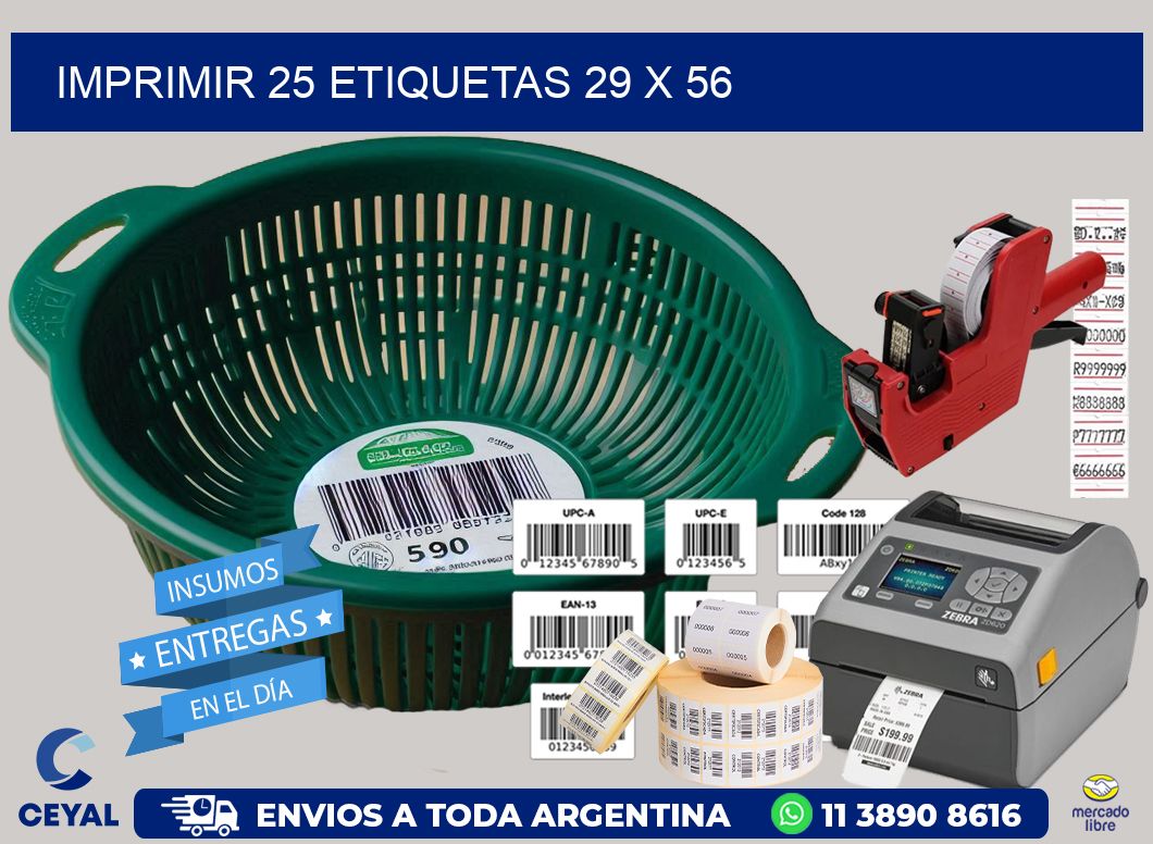 IMPRIMIR 25 ETIQUETAS 29 x 56