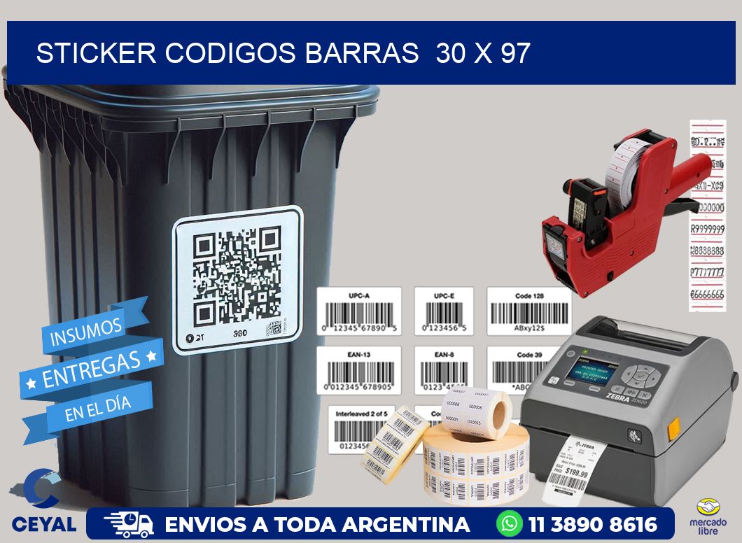 STICKER CODIGOS BARRAS  30 x 97