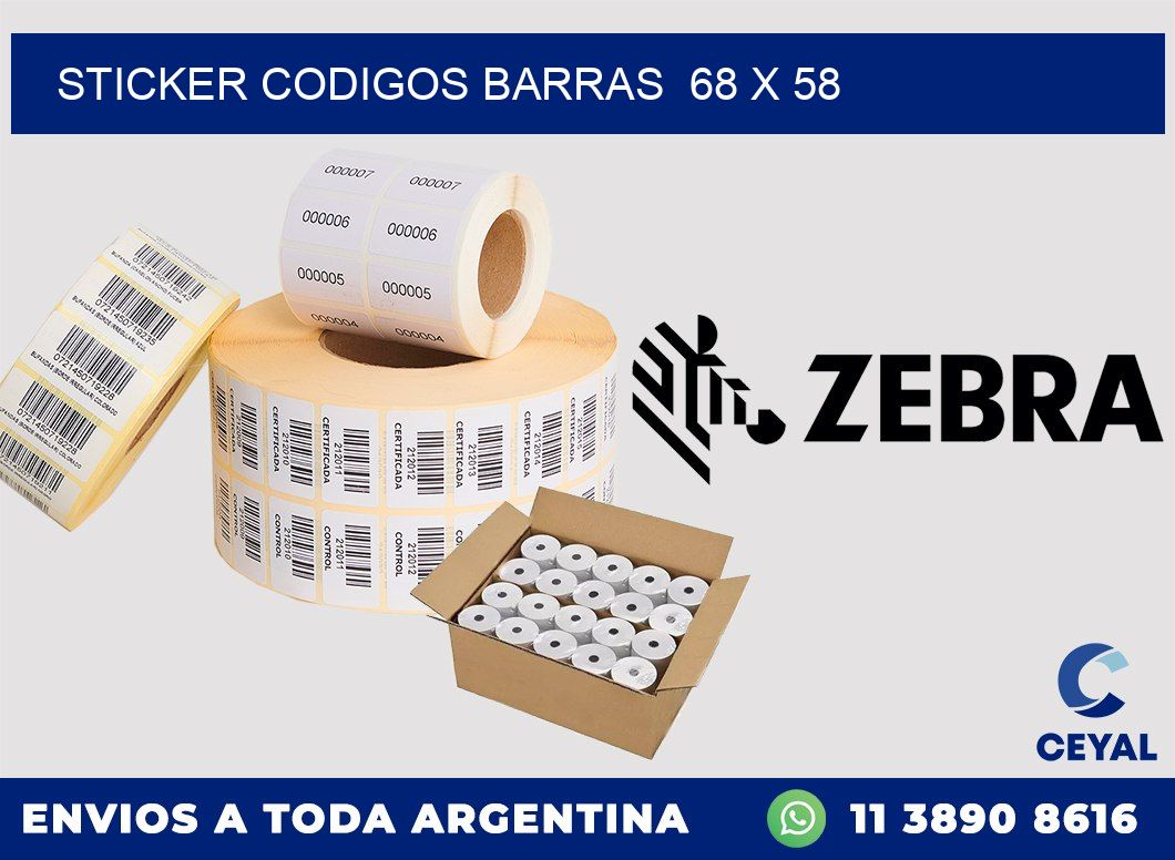 STICKER CODIGOS BARRAS  68 x 58