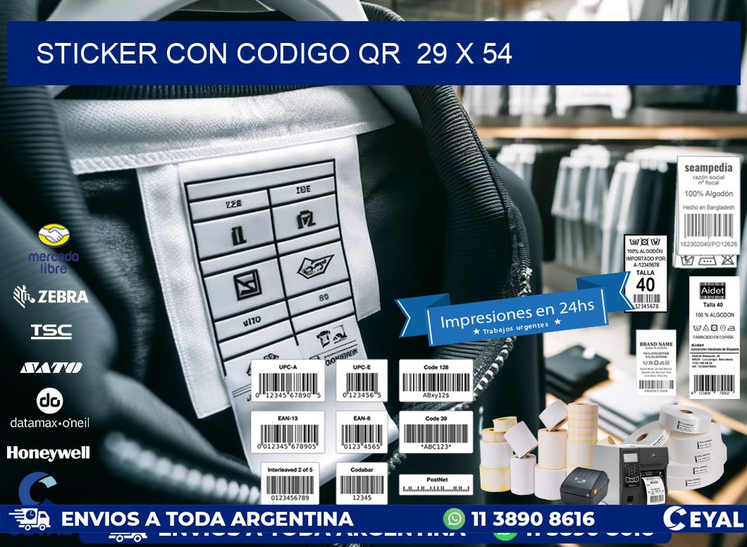 STICKER CON CODIGO QR  29 x 54
