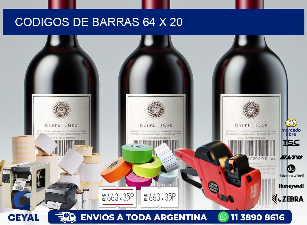 codigos de barras 64 x 20