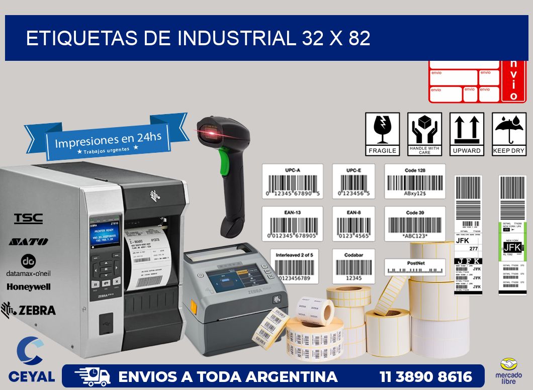 etiquetas de industrial 32 x 82