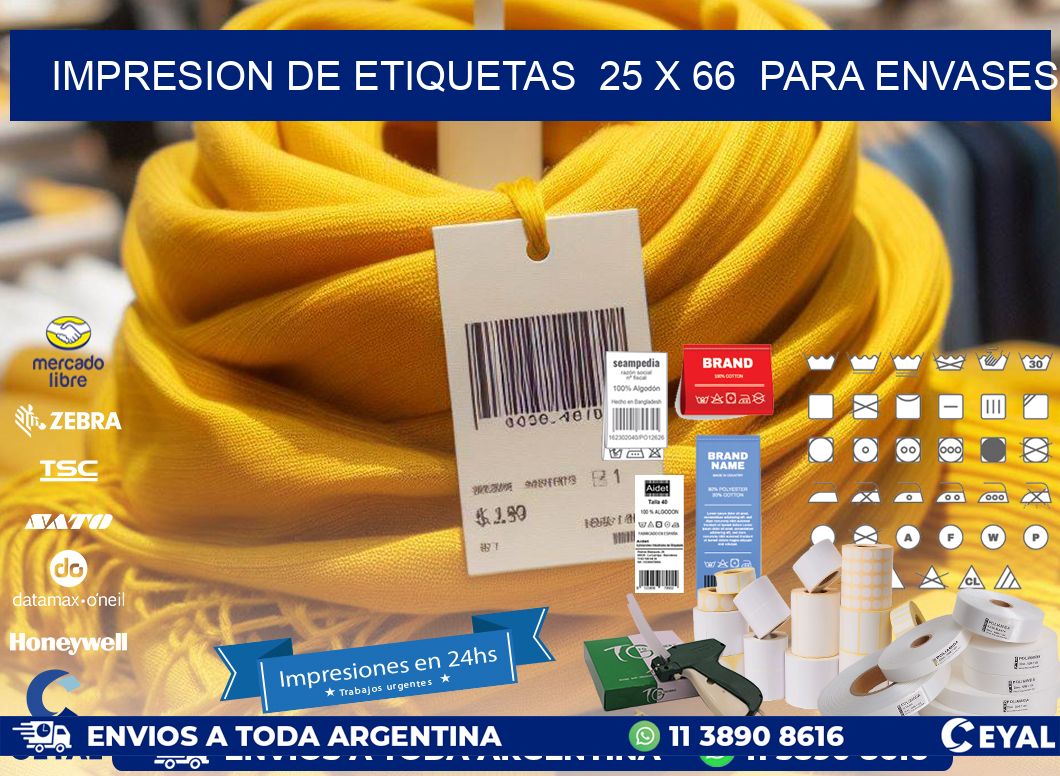 impresion de etiquetas  25 x 66  para envases