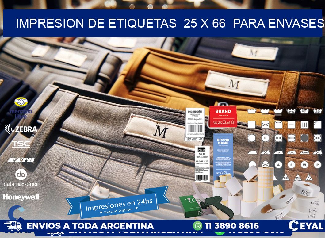 impresion de etiquetas  25 x 66  para envases