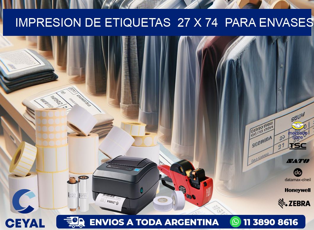 impresion de etiquetas  27 x 74  para envases