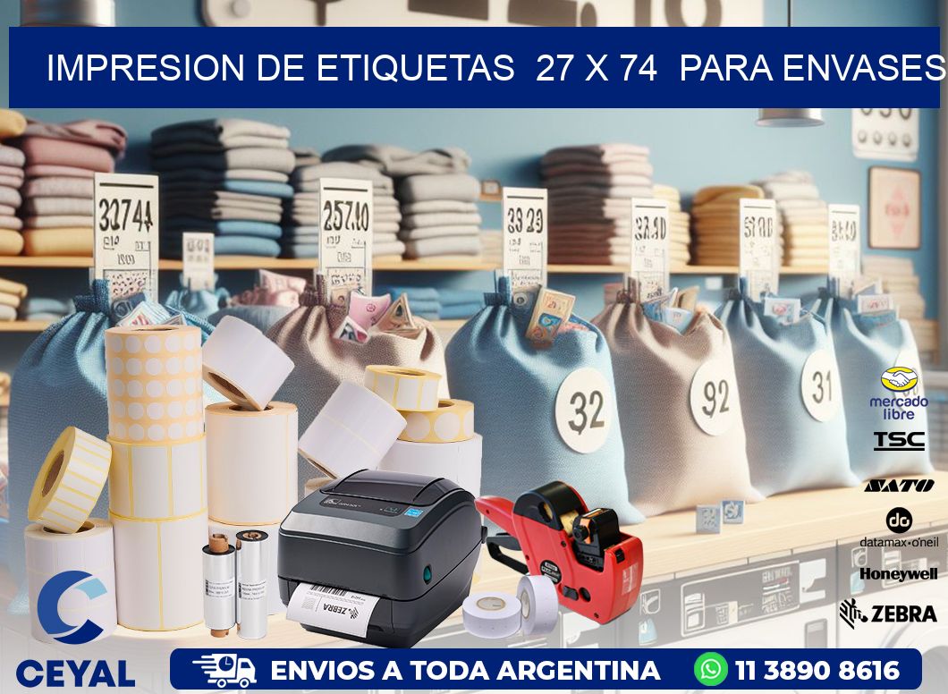 impresion de etiquetas  27 x 74  para envases