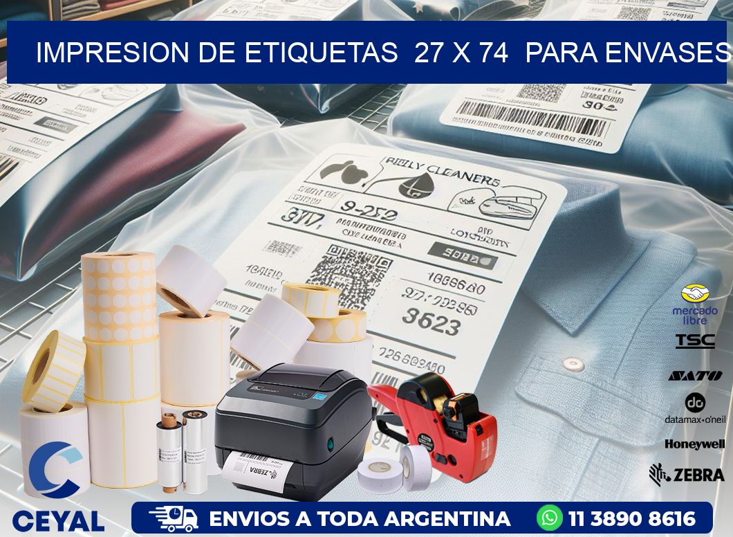 impresion de etiquetas  27 x 74  para envases