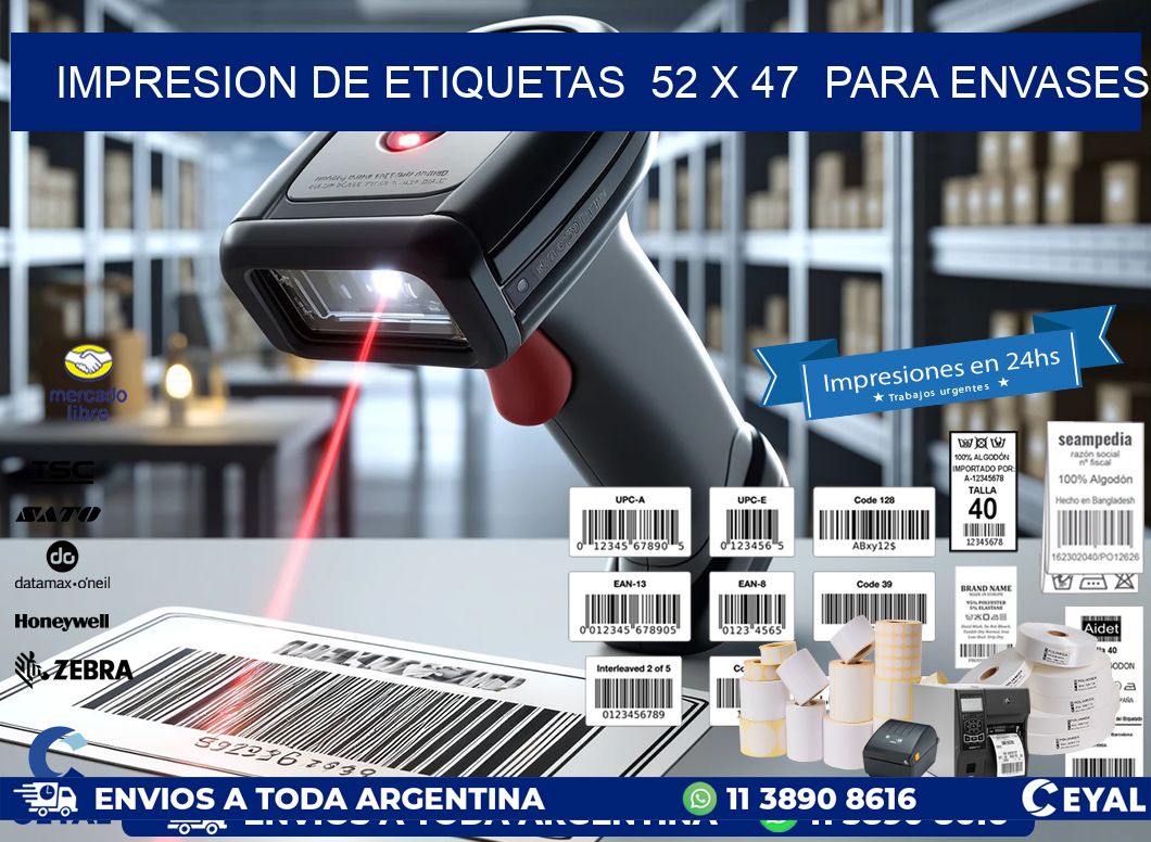 impresion de etiquetas  52 x 47  para envases