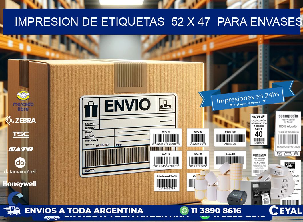 impresion de etiquetas  52 x 47  para envases