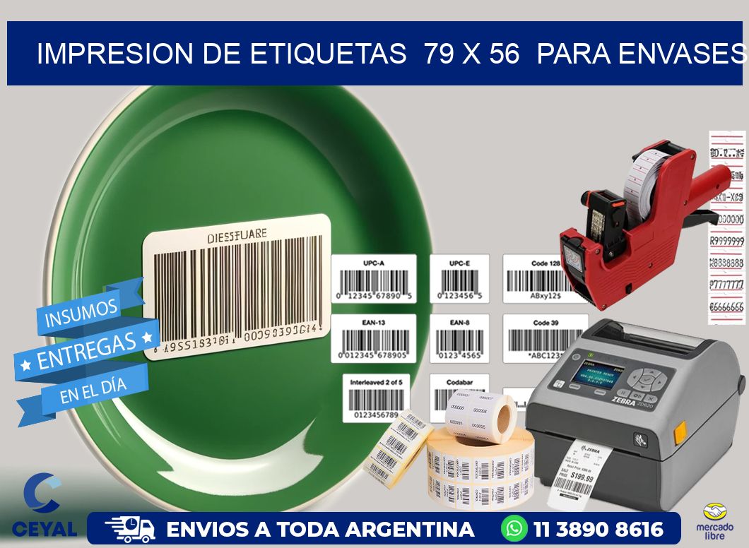 impresion de etiquetas  79 x 56  para envases