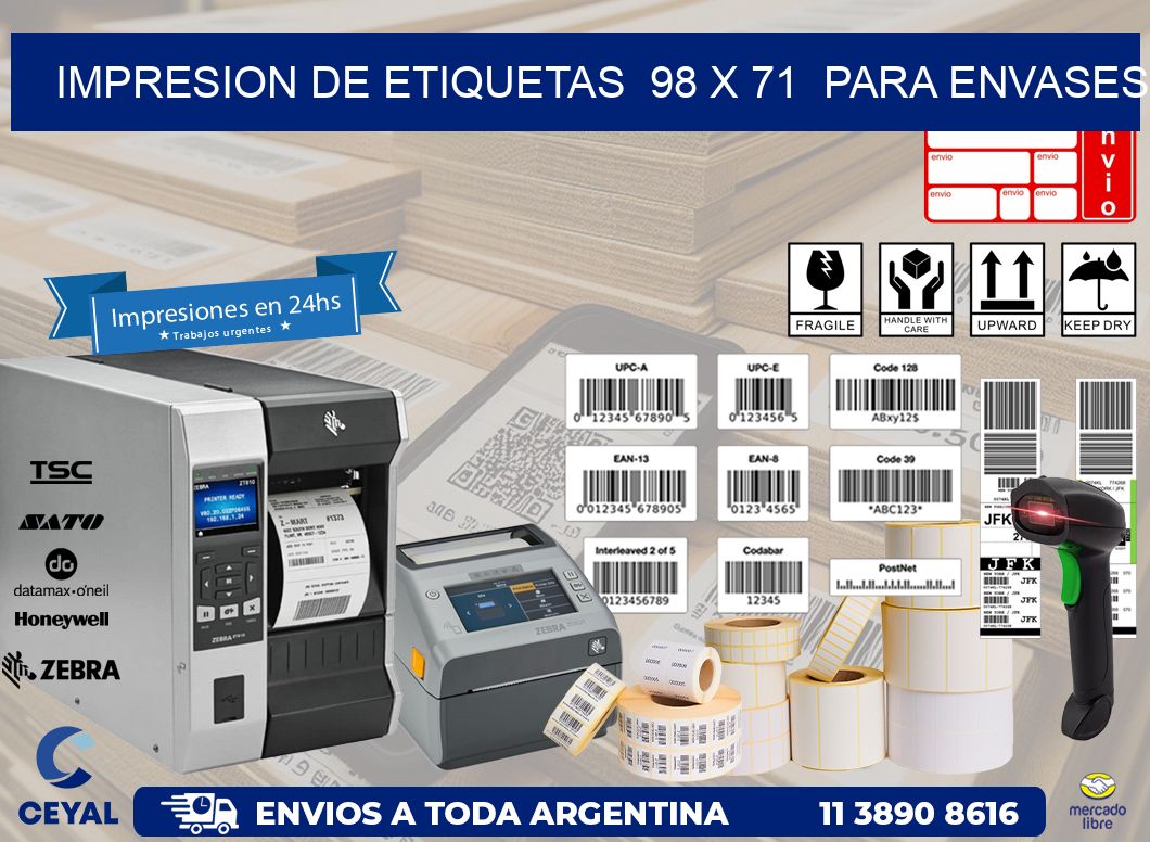 impresion de etiquetas  98 x 71  para envases