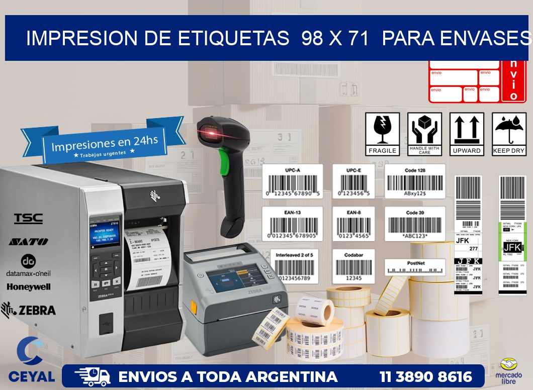 impresion de etiquetas  98 x 71  para envases