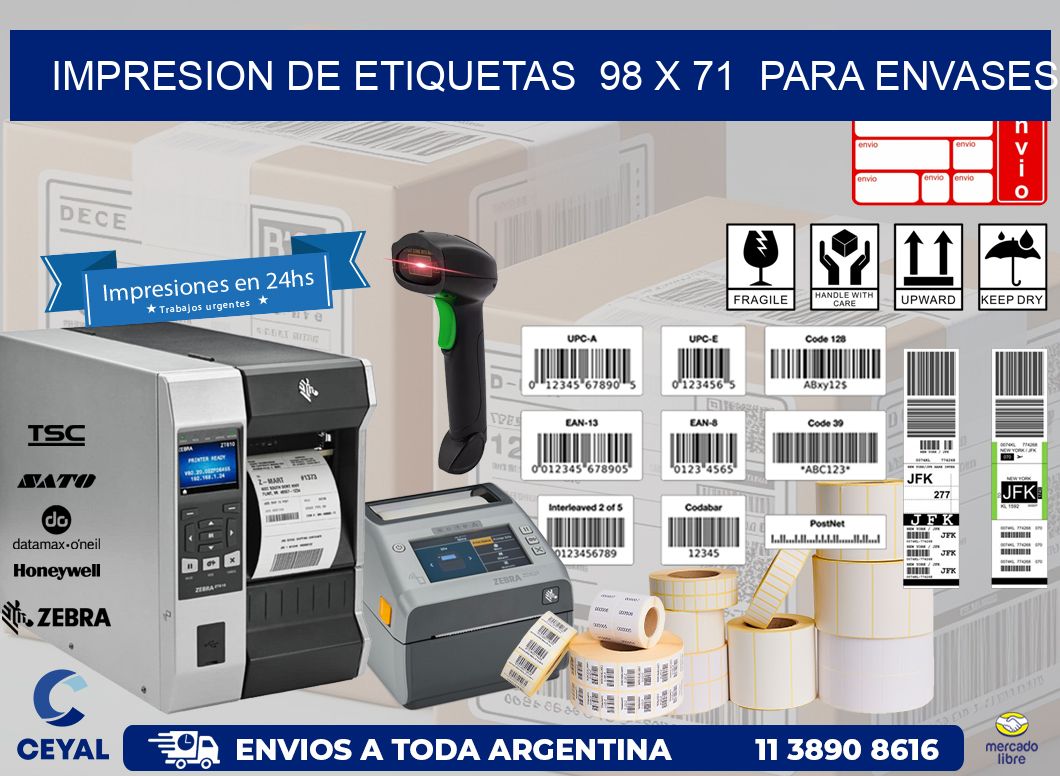 impresion de etiquetas  98 x 71  para envases