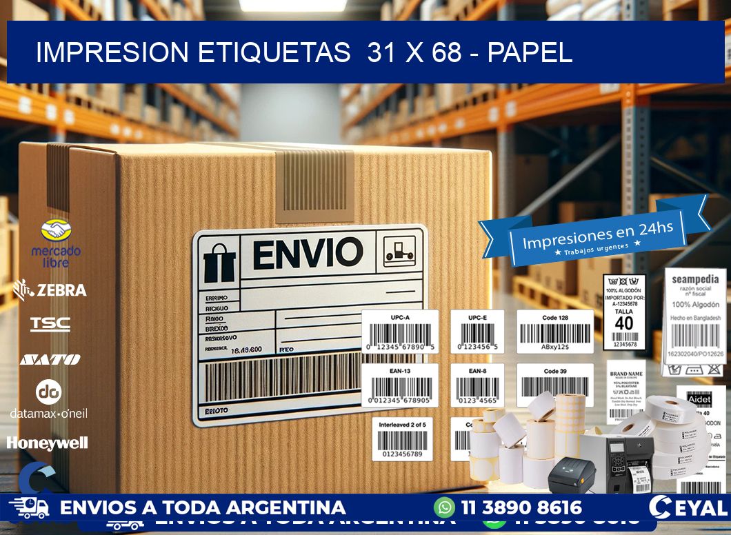impresion etiquetas  31 x 68 - papel