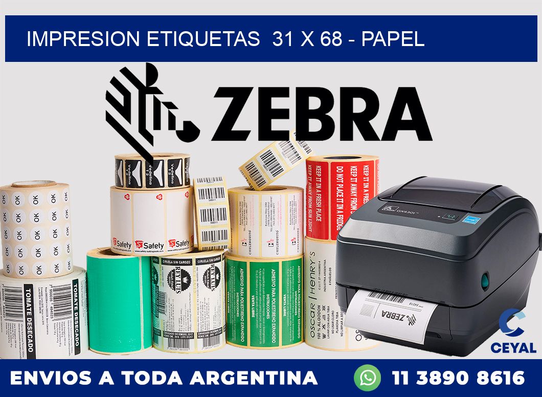 impresion etiquetas  31 x 68 - papel