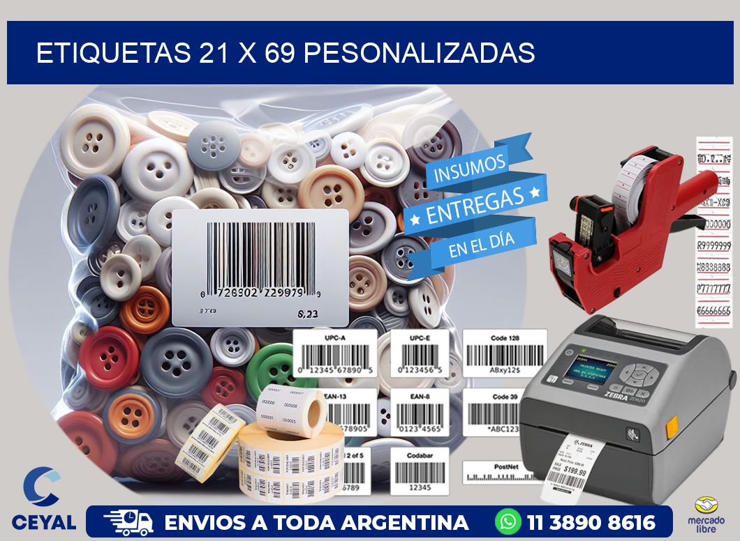 ETIQUETAS 21 x 69 PESONALIZADAS