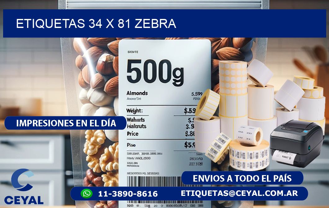 ETIQUETAS 34 x 81 ZEBRA