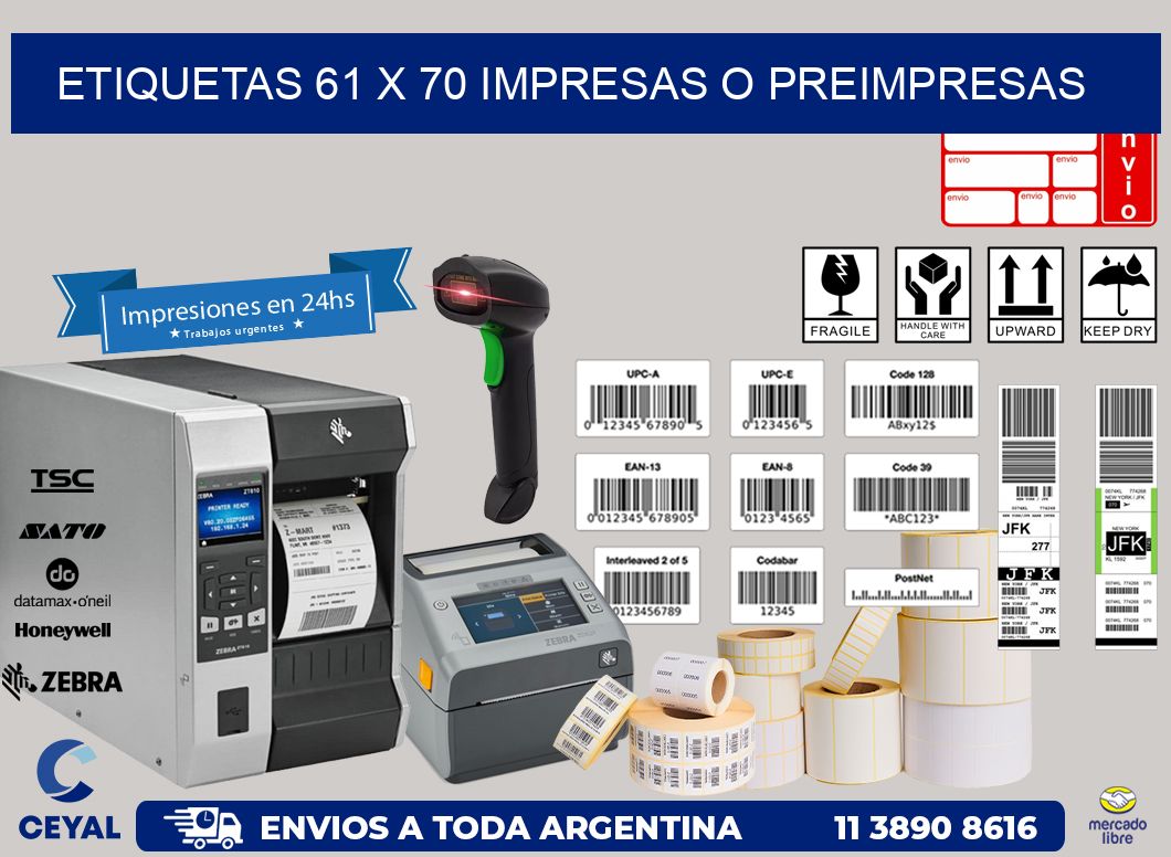 ETIQUETAS 61 x 70 IMPRESAS O PREIMPRESAS