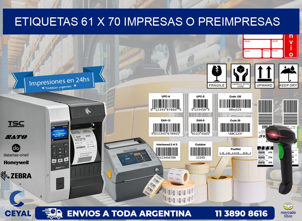 ETIQUETAS 61 x 70 IMPRESAS O PREIMPRESAS