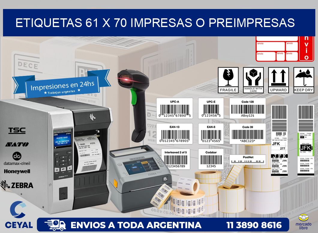 ETIQUETAS 61 x 70 IMPRESAS O PREIMPRESAS