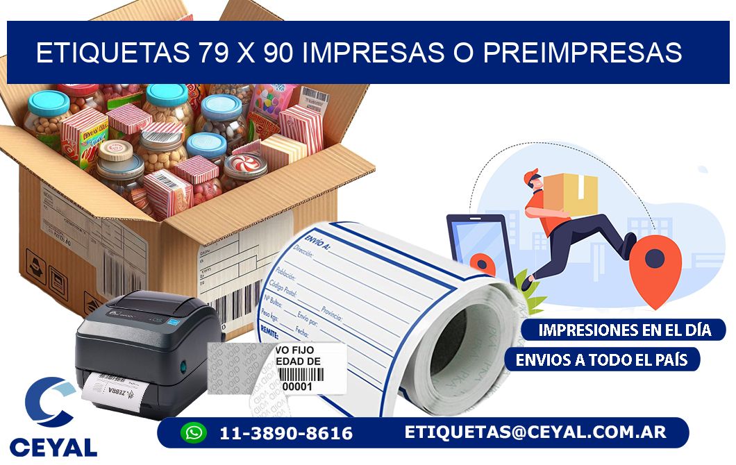 ETIQUETAS 79 x 90 IMPRESAS O PREIMPRESAS