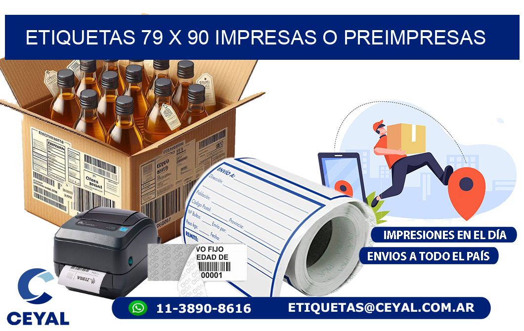 ETIQUETAS 79 x 90 IMPRESAS O PREIMPRESAS