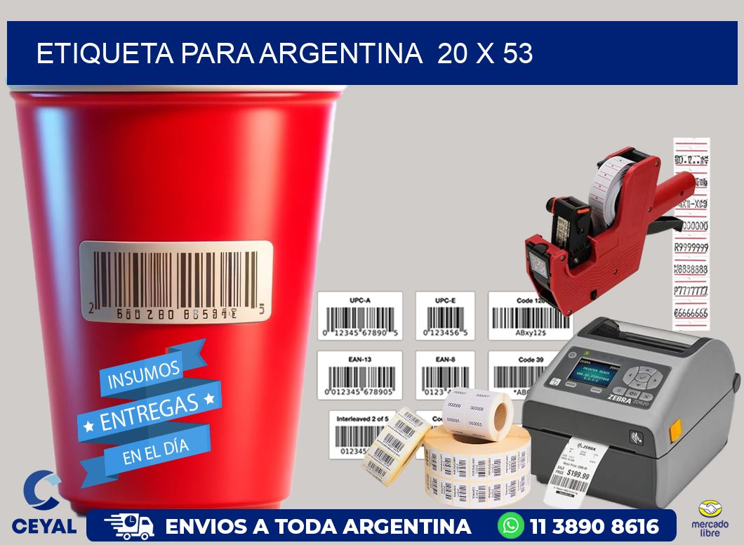 etiqueta para Argentina  20 x 53