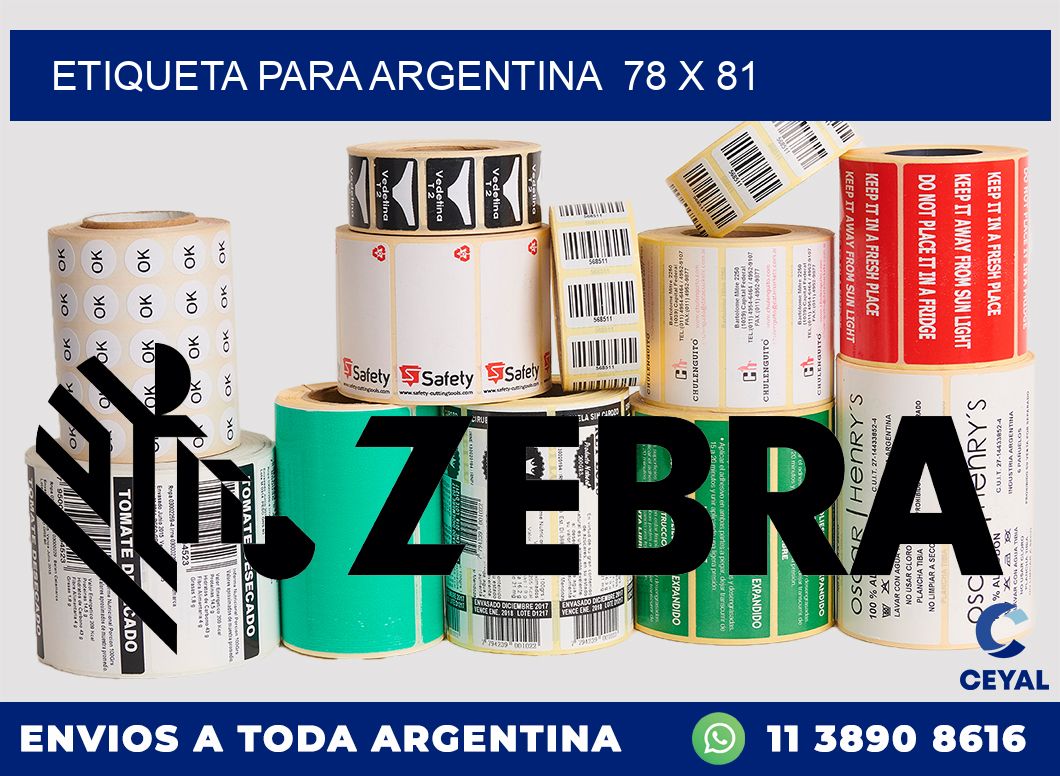 etiqueta para Argentina  78 x 81