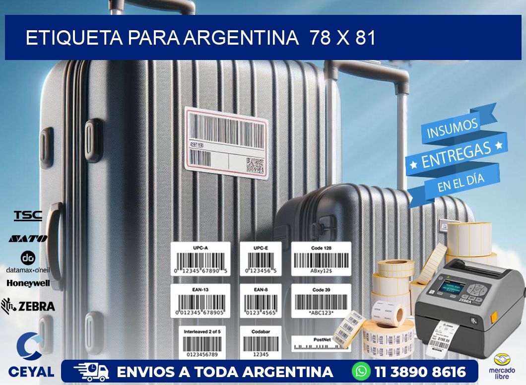 etiqueta para Argentina  78 x 81