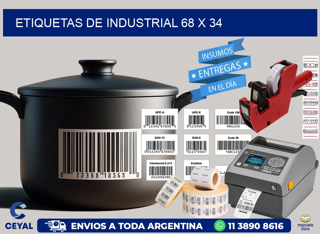 etiquetas de industrial 68 x 34