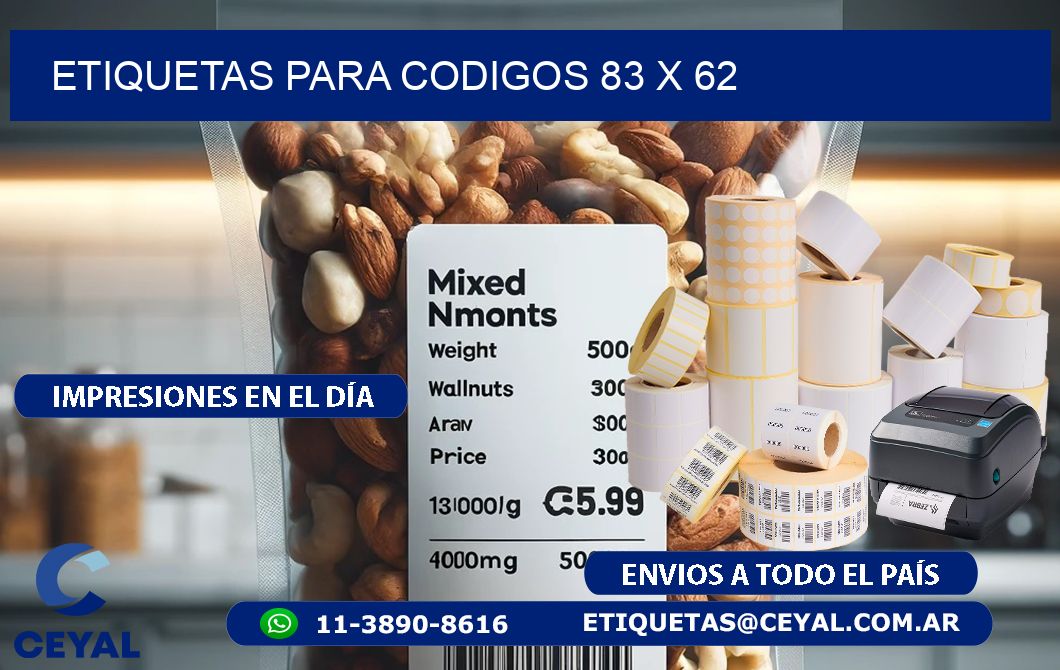 etiquetas para codigos 83 x 62