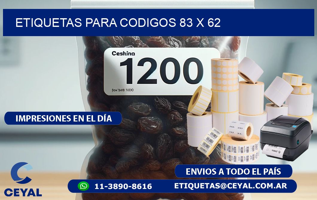 etiquetas para codigos 83 x 62